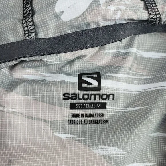 Salomon Agile Hooded Windbreaker Jacket Womens Medium Gray Active Full Zip Run - Picture 9 of 12